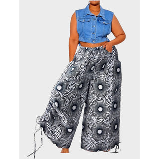African Print Palazzo Pants with Head Scarf