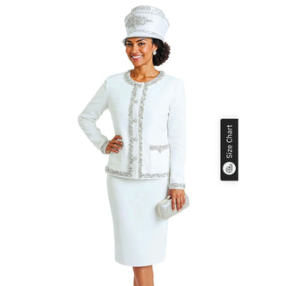 Donna Vinci 13458 | Knit Jacket & Skirt Set with Rhinestone & Pearl Trim – Spring Knit 2026 - Alkebulan Lifestyle