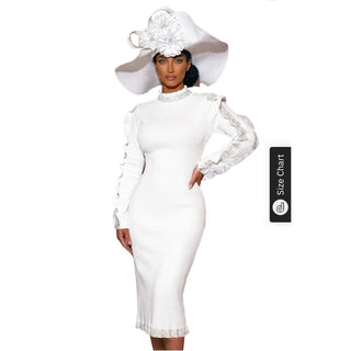 Donna Vinci 13469 | Pure White Knit Dress with Rhinestone Detail – Spring Knit 2026 - Alkebulan Lifestyle