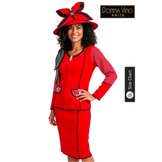 Donna Vinci 13461 | Knit Jacket & Skirt Set with Rhinestone Sleeves & Detachable Bow - Alkebulan Lifestyle