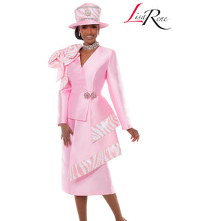 Lisa Rene 3382 Pink 2-Piece Jacket & Skirt Set – Black Label 2026 Collection - Alkebulan Lifestyle