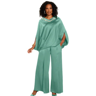 Donna Vinci 12244 | Satin Crepe Jacket & Pant Set – Spring 2026