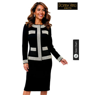 Donna Vinci 13464 | Knit Jacket & Skirt Set with Pearl Trim – Spring Knit 2026 - Alkebulan Lifestyle