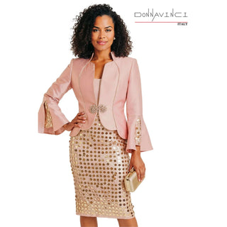 Donna Vinci 12259 | Blush Virtual Silk 3-Piece Jacket, Cami & Skirt Set – Spring 2026