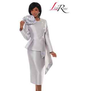 Lisa Rene 66972 Silver 2-Piece Jacket & Skirt Set – Black Label 2026 Collection - Alkebulan Lifestyle