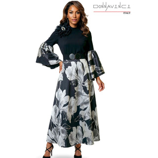 Donna Vinci Sky Black & Gray Dress - 12177
