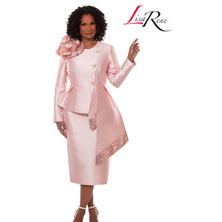 Lisa Rene 66972 Blush 2-Piece Jacket & Skirt Set – Black Label 2026 Collection - Alkebulan Lifestyle