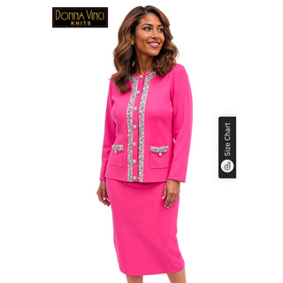 Donna Vinci 13458 | Knit Jacket & Skirt Set with Rhinestone & Pearl Trim – Spring Knit 2026 - Alkebulan Lifestyle