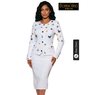Donna Vinci 13459 | Knit Jacket & Skirt Set with Unique Trim & Button Detail - Alkebulan Lifestyle
