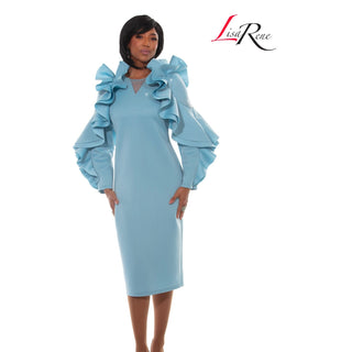 Lisa Rene 3387 | Sky Blue Knit Dress & Jacket Set with Pearl & Rhinestone Trim – Spring Knit 2026 - Alkebulan Lifestyle