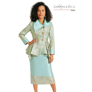 Donna Vinci 12269 | Mint Novelty Jacket & Skirt Set with Rhinestone Buttons – Spring 2026