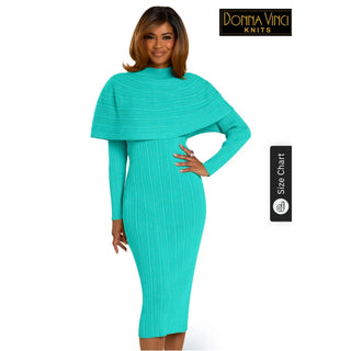 Donna Vinci 13444 | Knit Dress with Capelet Overlay - Alkebulan Lifestyle
