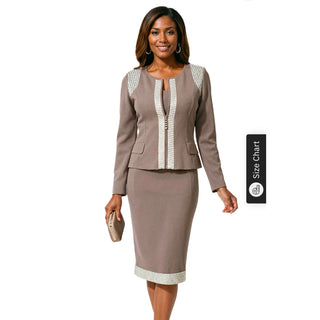 Donna Vinci 13467 | Knit Dress & Jacket Set with Pearl & Rhinestone Trim – Spring Knit 2026