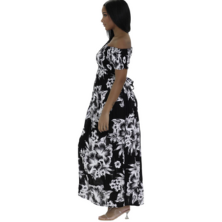 Floral Print Long Smocked Maxi Sundress Multiple colors