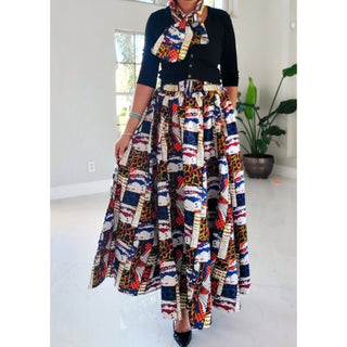 Ethnic African Print Maxi Skirt Free size