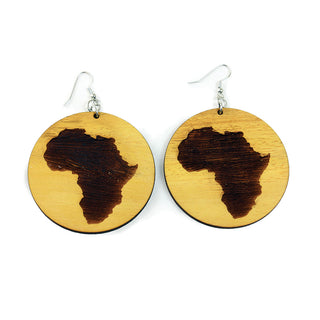Wooden Africa Map Earrings