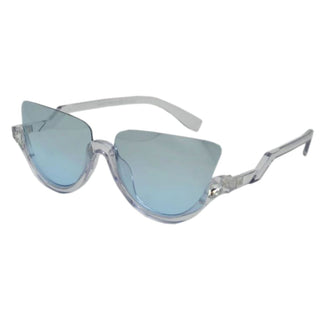 Half Frame Cat Eye Sunglasses Featuring Crystal Detail - Multiple Colors
