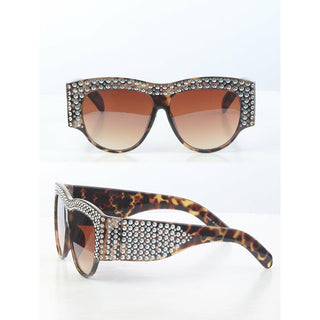 Leopard Rhinestone shades square lens