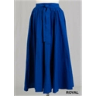 African Ankara Style Solid Long Maxi Skirt w/ Headwrap - Blue, Tan, Red, Purple, Black, Fuschia, Pink, Maroon, Yellow