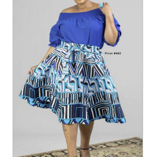 African Print Ankara Mid Length Midi Skirt