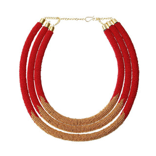 Zulu Maasai Beaded Necklace - Red