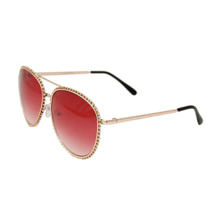 Rhinestone Aviator Sunglasses - Red