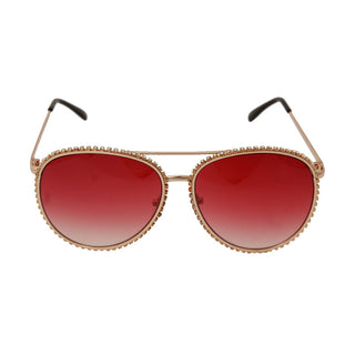 Rhinestone Aviator Sunglasses - Red