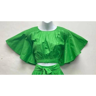 Tie up Crop Top/ Maxi Skirt Set Wax Cotton - 2 Piece Set