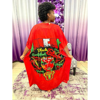 Comfortable Black woman Natural Afro Kaftan Dress