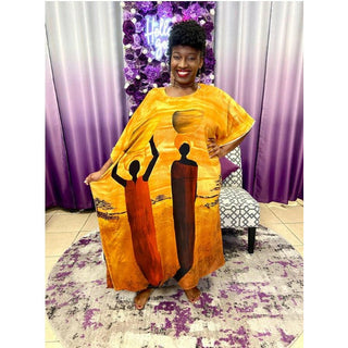 Comfortable Black woman Natural Afro Kaftan Dress