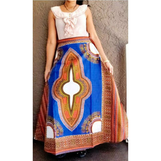 Ethnic African Print Wrap Maxi Skirt Free size