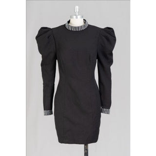 Short Black Dress with Puffed Shoulders Plus