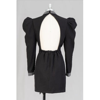 Short Black Dress with Puffed Shoulders Plus