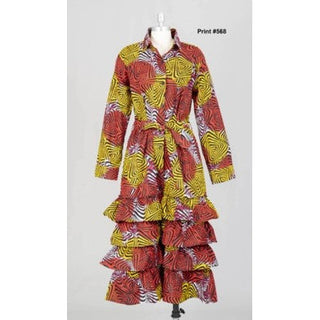 African Print Long Dress Duster Robe Coat Cover Up Kaftan Caftan