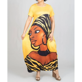 Comfortable African Queen Bubble Jersey Dress, Maxi Dress