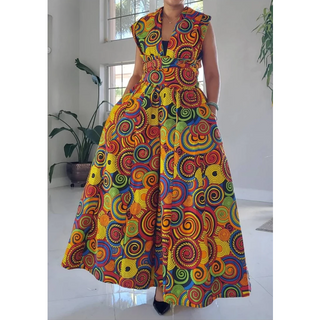 African Print Ankara Infinity Style Palazzo Wide Leg Pants Convertible Infinite Jumper Romper multicolor
