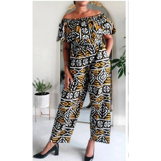 Infinity African Print Ankara Style Long Romper Jumpsuit Palazzo Wide Leg Short Set