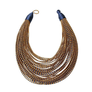 Tribal Layered Wrapped Necklace - Blue/Yellow