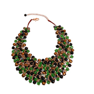 Green and Black Copper Bib Necklace
