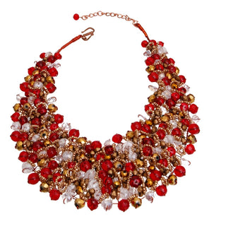 Red and Gold Copper Bib Necklace