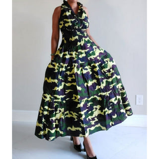 African Ankara Style Print Cotton Women Long Smocked Maxi Dress Sundress