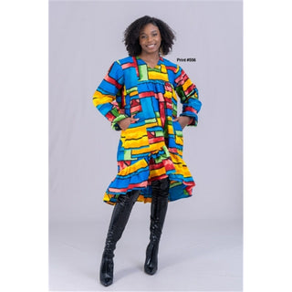African Print Ankara Style Tunic Dress / One Size Fits M - 3XL